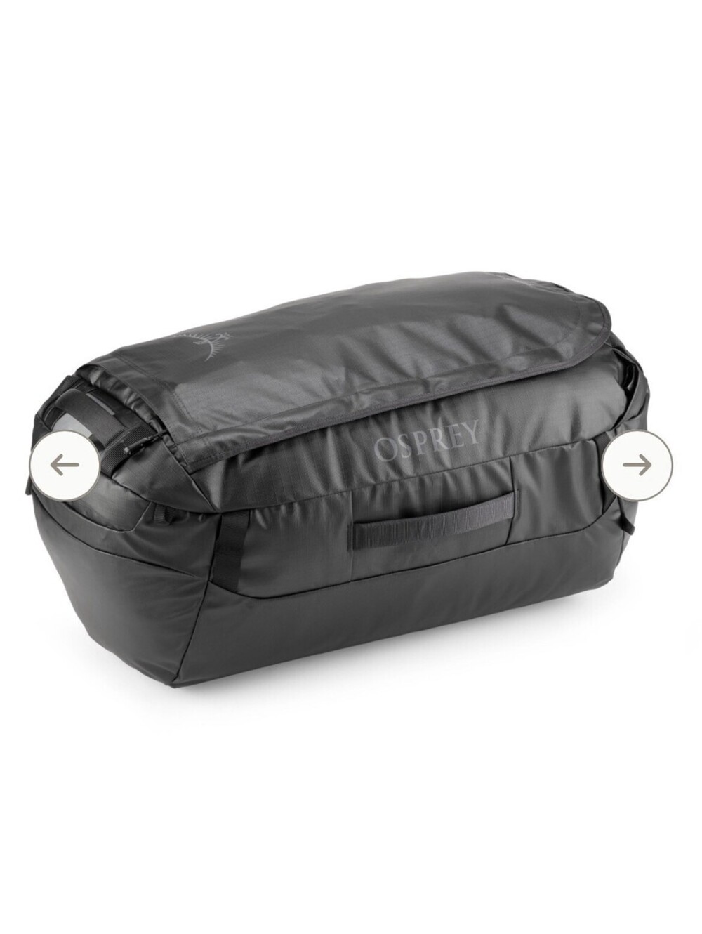 osprey transporter 65 L Duffle Bag Backpack Hiking NWT Black Grey Packing Cube